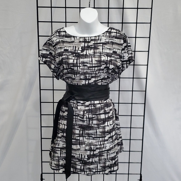 Belted Tunic, black, gray and white. XL - Picture 8 of 9
